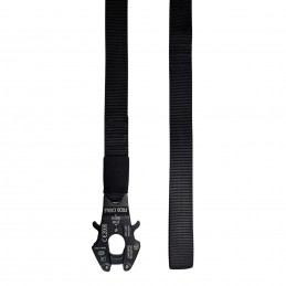 Heavy Duty Double Handle Traffic Lead Dog Leash with Kong Frog Clip. Black color.