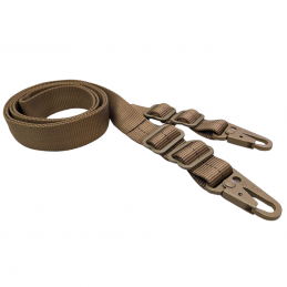 Hank's Surplus two-point sling in coyote brown color with HK snap clip.