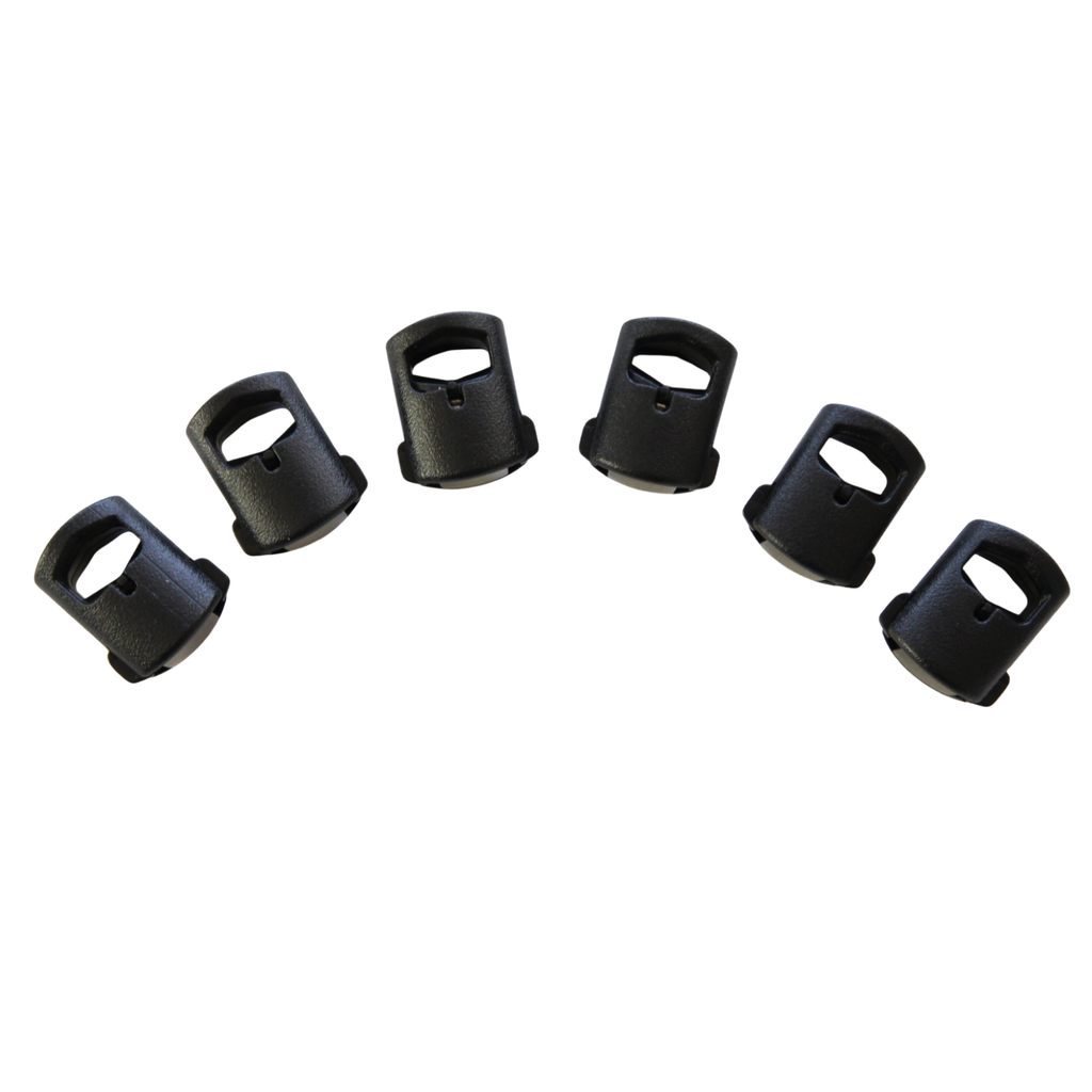 Heavy Duty Spring Snap Slider Barrel Paracord Drawstring Cord Locks – 6 Pack – Made in USA