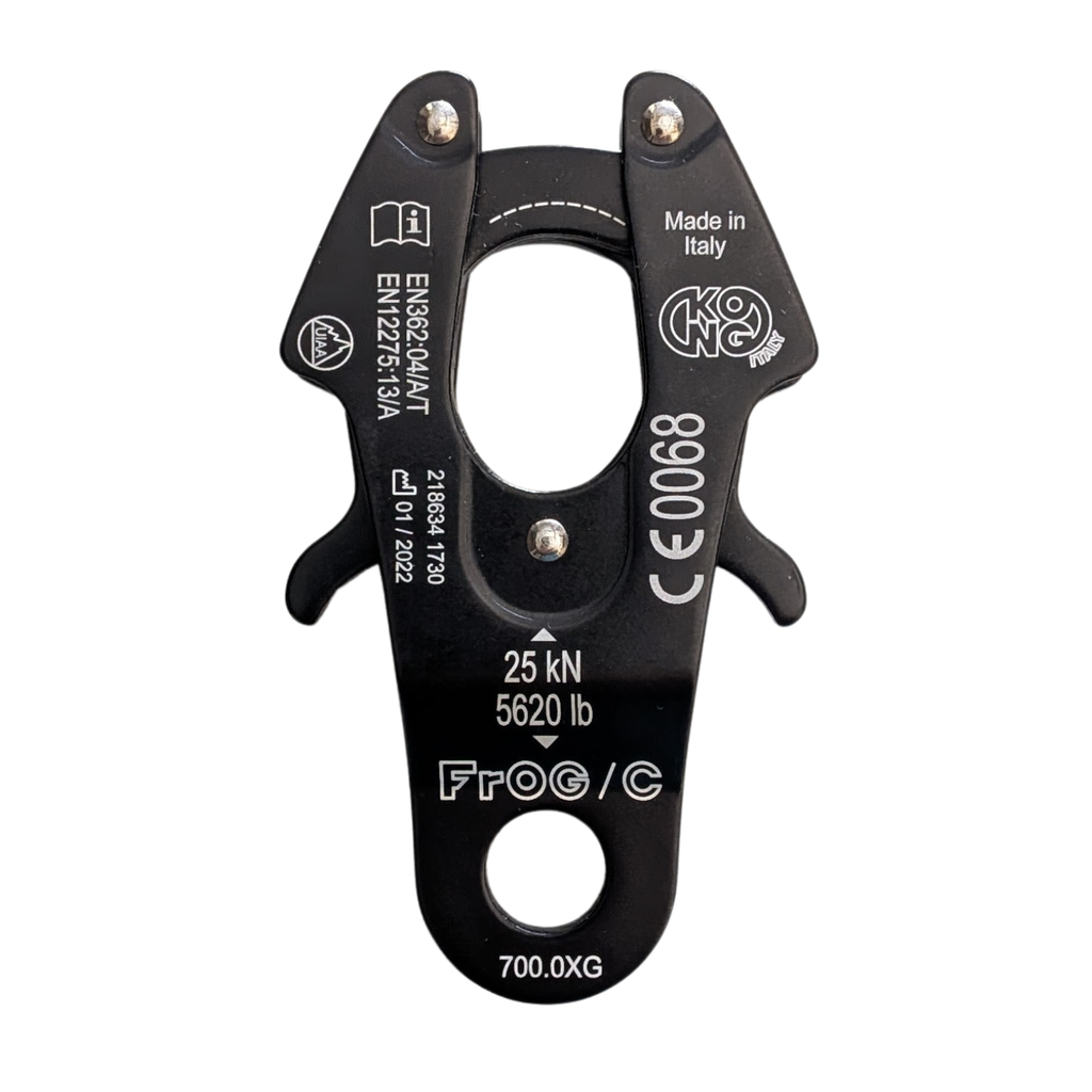 KONG FROG Cable Clip Carabiner – 25kN Automatic Locking Directional Connector for Metal Cable Anchors – Made in Italy