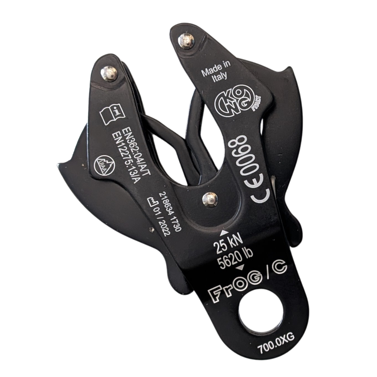KONG FROG Cable Clip Carabiner – 25kN Automatic Locking Directional Connector for Metal Cable Anchors – Made in Italy