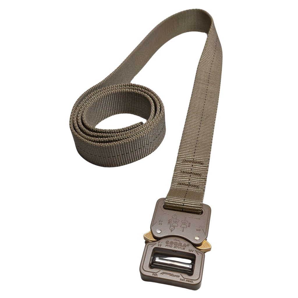 TAN499 Belt with black center thread. Cobra Prostyle buckle. 