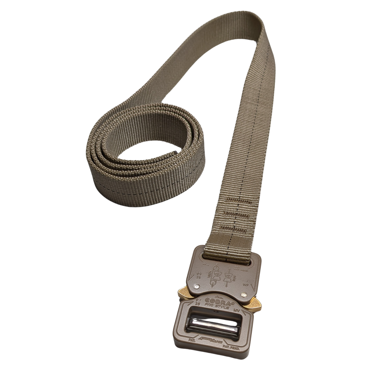 TAN499 Belt with black center thread. Cobra Prostyle buckle. 