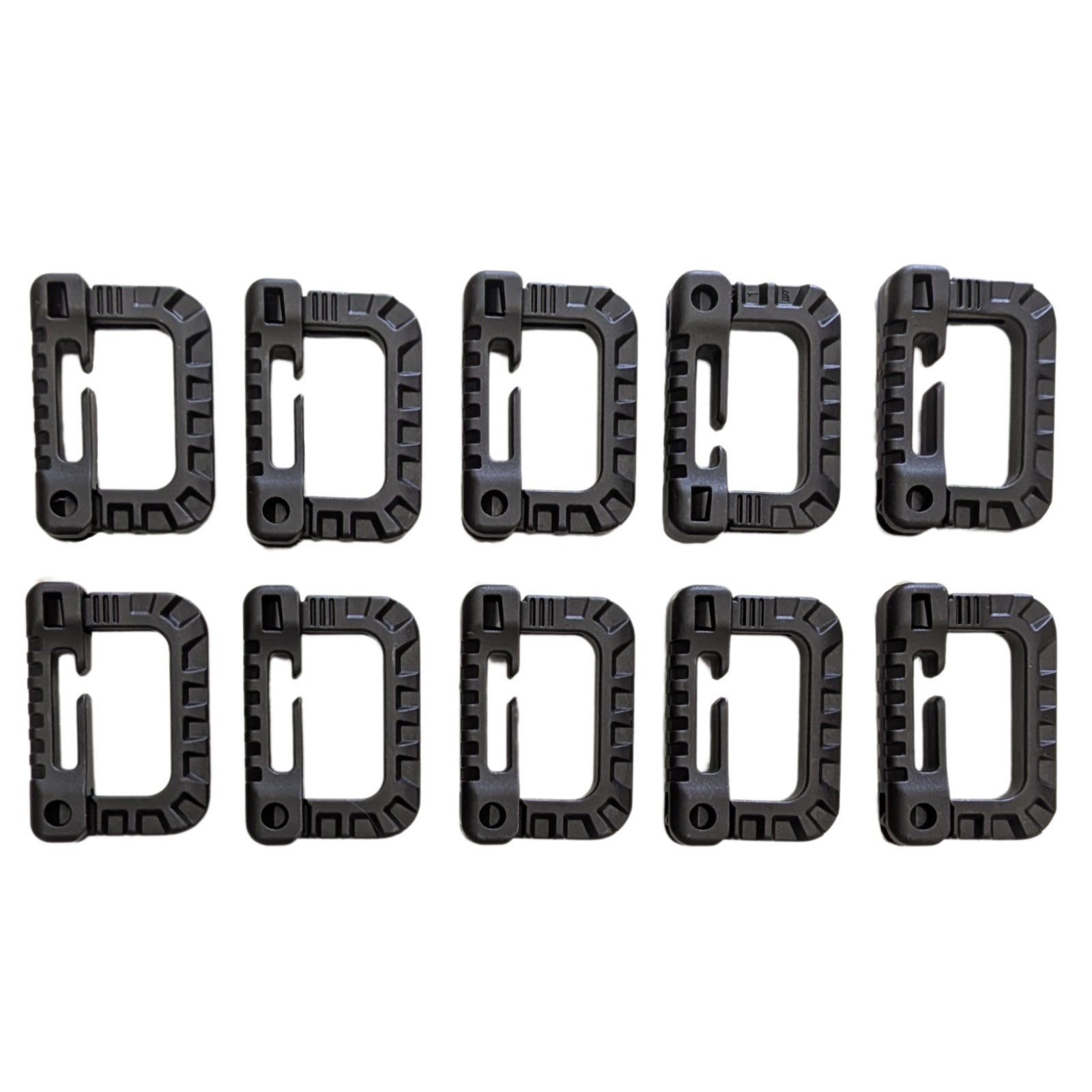 10 Military Carabiner MOLLE Grimloc D-Ring Gear Attachment Snap Clips Black