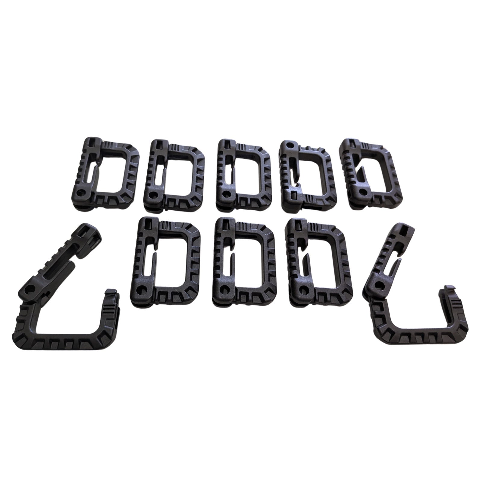 10 Military Carabiner MOLLE Grimloc D-Ring Gear Attachment Snap Clips Black