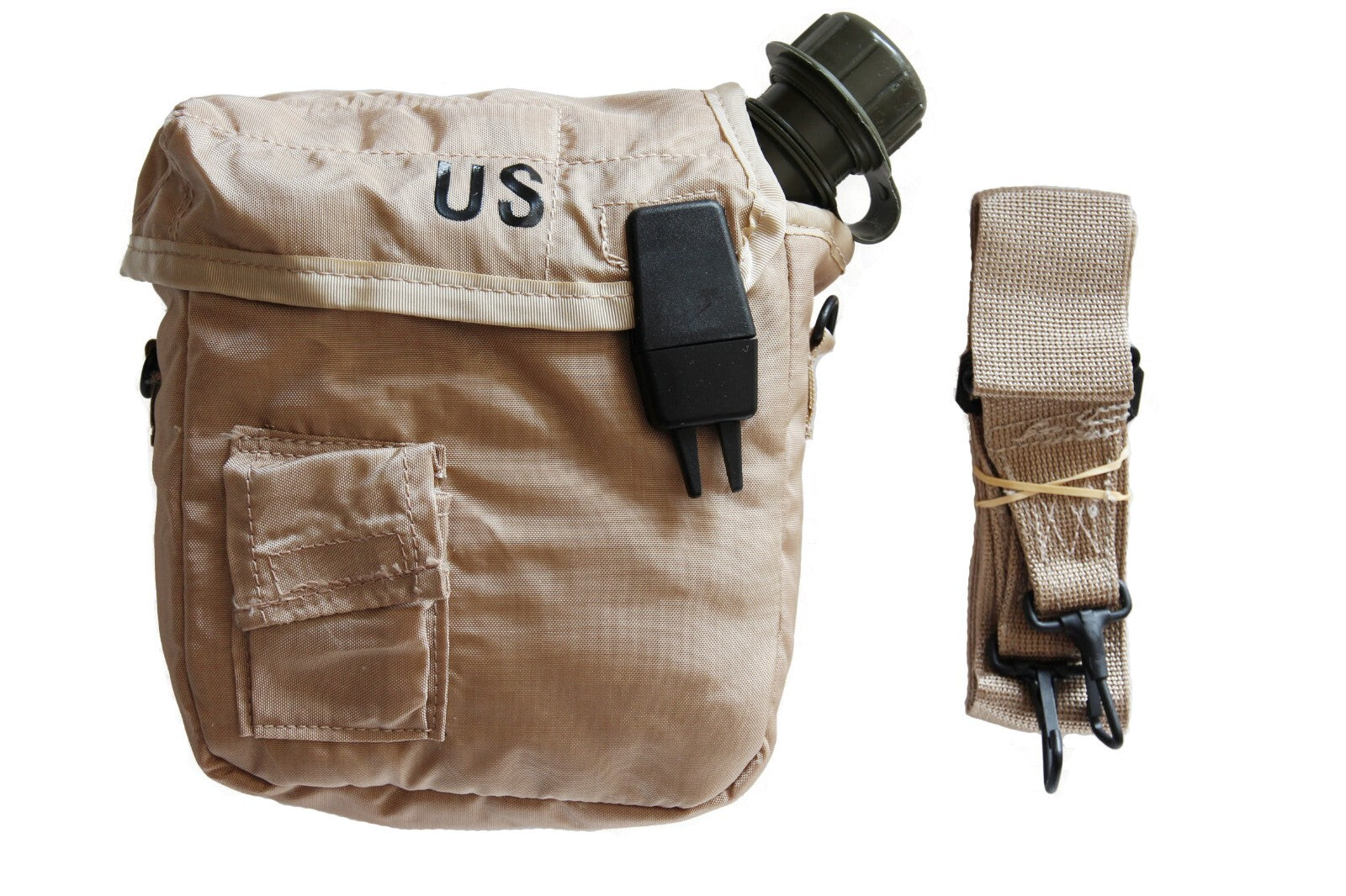 US Military Army Collapsible Camping Water Hydration Tan 2 QT Canteen & Cover