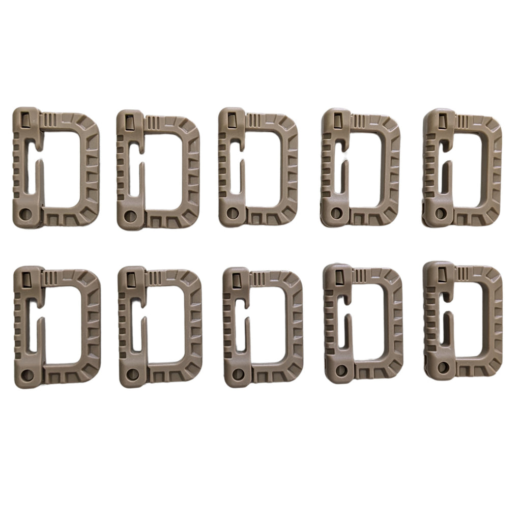 10 Backpack Vest MOLLE Grimloc Carabiner Gear Attachment Snap Clips TAN 499