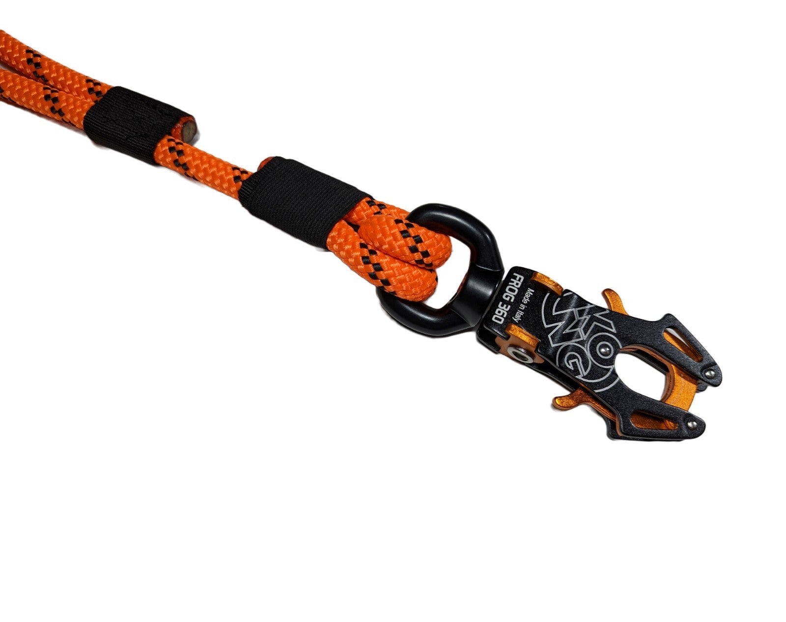 Heavy Duty Dog Short Traffic Rope Handle Leash with Kong FROG 360 Swivel Clip