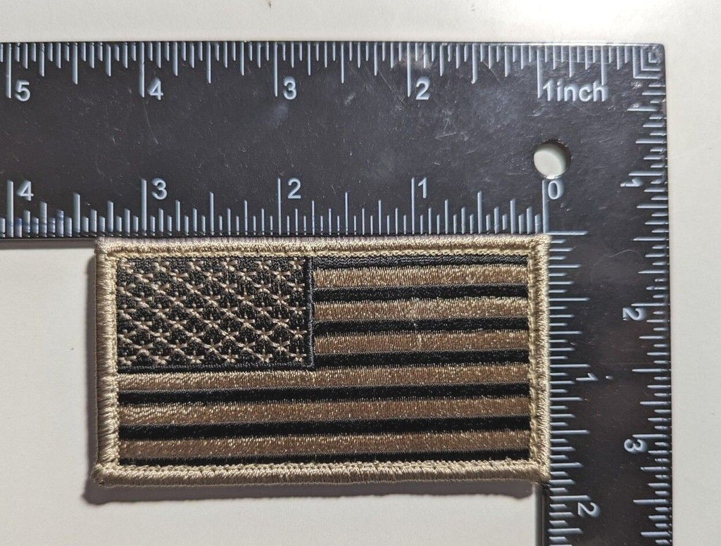 USA America Flag Embroidered Official VELCRO Fastener Patch Silver OD Camo Tan
