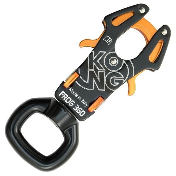 Kong Italy Frog 360 Swivel Carabiner Climbing Clip 23kN Black Orange