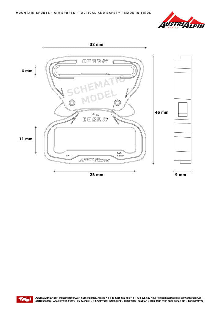 AUSTRIALPIN COBRA FM 3/4" 1" Non PPE Quick Release Belt Backpack Snap Buckle