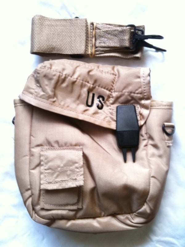 Official Military Army Collapsible Camping Canteen 2 QT Cover Pouch Sling Tan