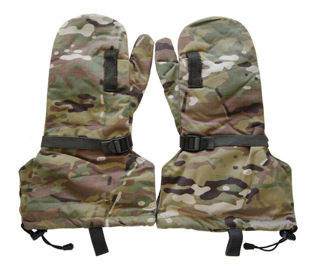 MultiCam A-TACS Military Cold Weather Hunting Skiing Snow Mitten Leather Gloves
