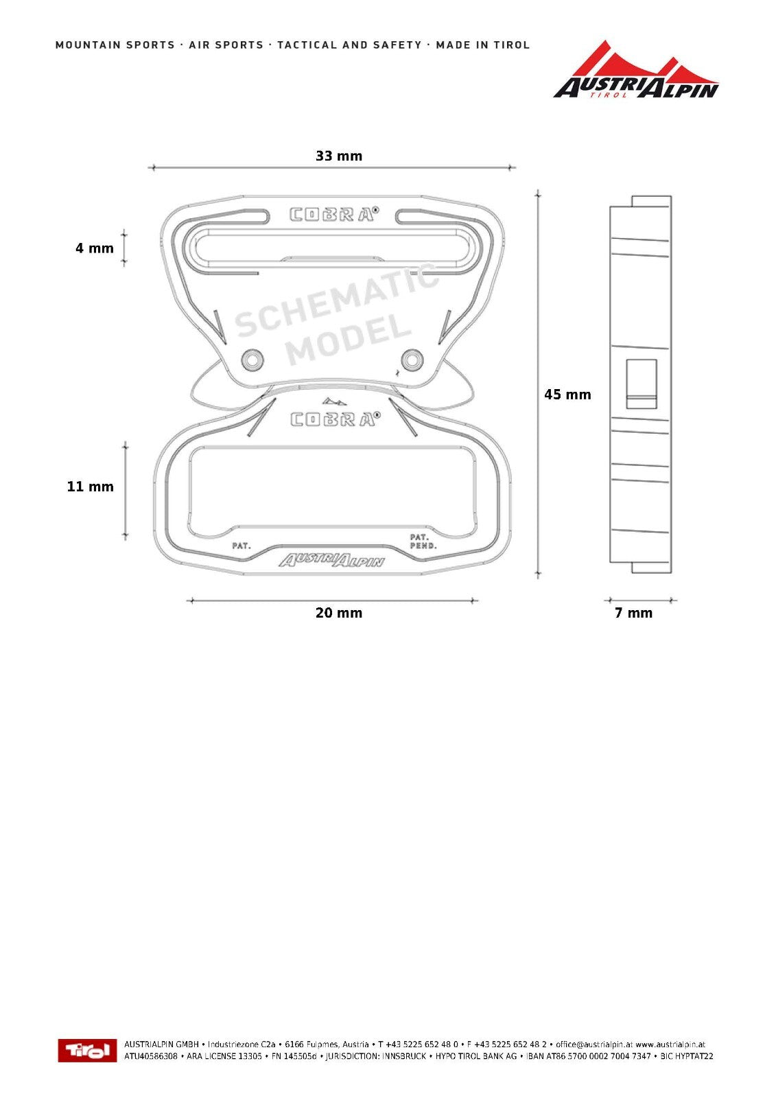 AUSTRIALPIN COBRA FM 3/4" 1" Non PPE Quick Release Belt Backpack Snap Buckle