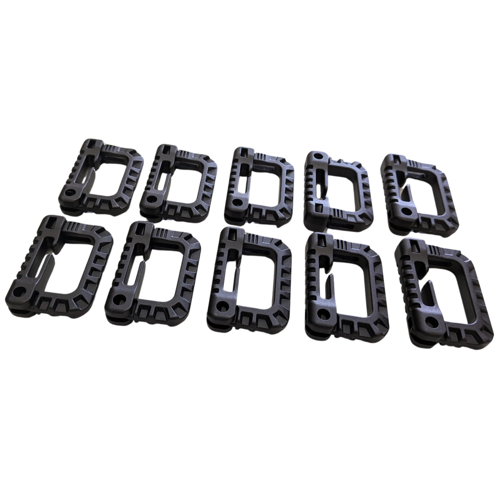 10 Military Carabiner MOLLE Grimloc D-Ring Gear Attachment Snap Clips Black