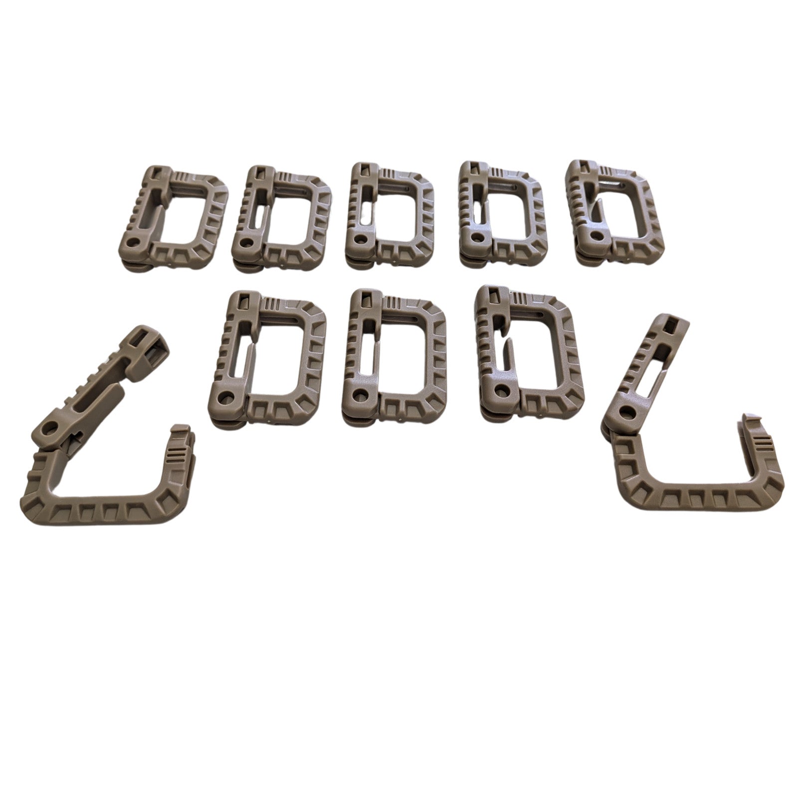 10 Backpack Vest MOLLE Grimloc Carabiner Gear Attachment Snap Clips TAN 499