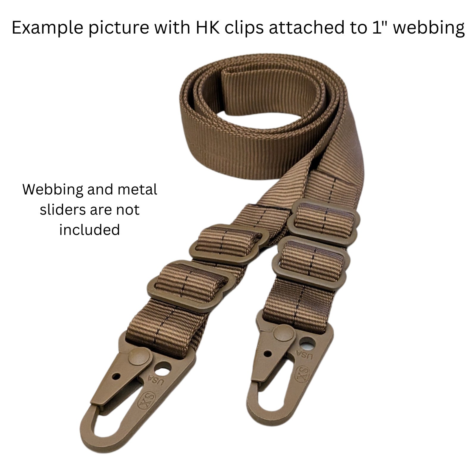 2-Pack US Military Tactical Gun Gear Equipment 1" Sling HK Snap Clip Coyote